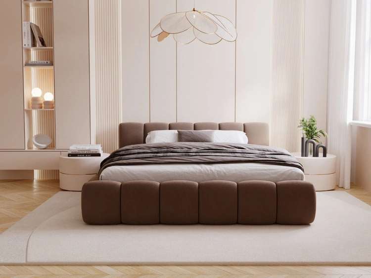Łóżko tapicerowane z pojemnikiem i stelażem 180x200 Cloud Low brązowe