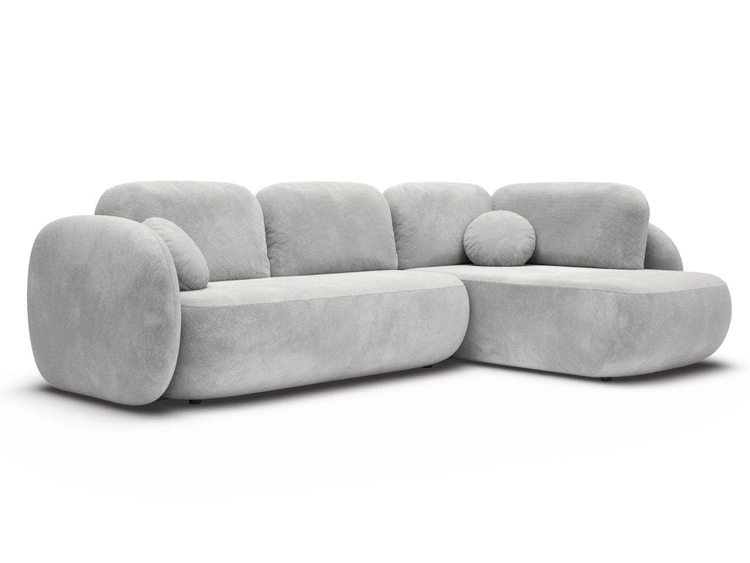 Narożnik z funkcją spania i pojemnikiem Prawy Carino Jasnoszary