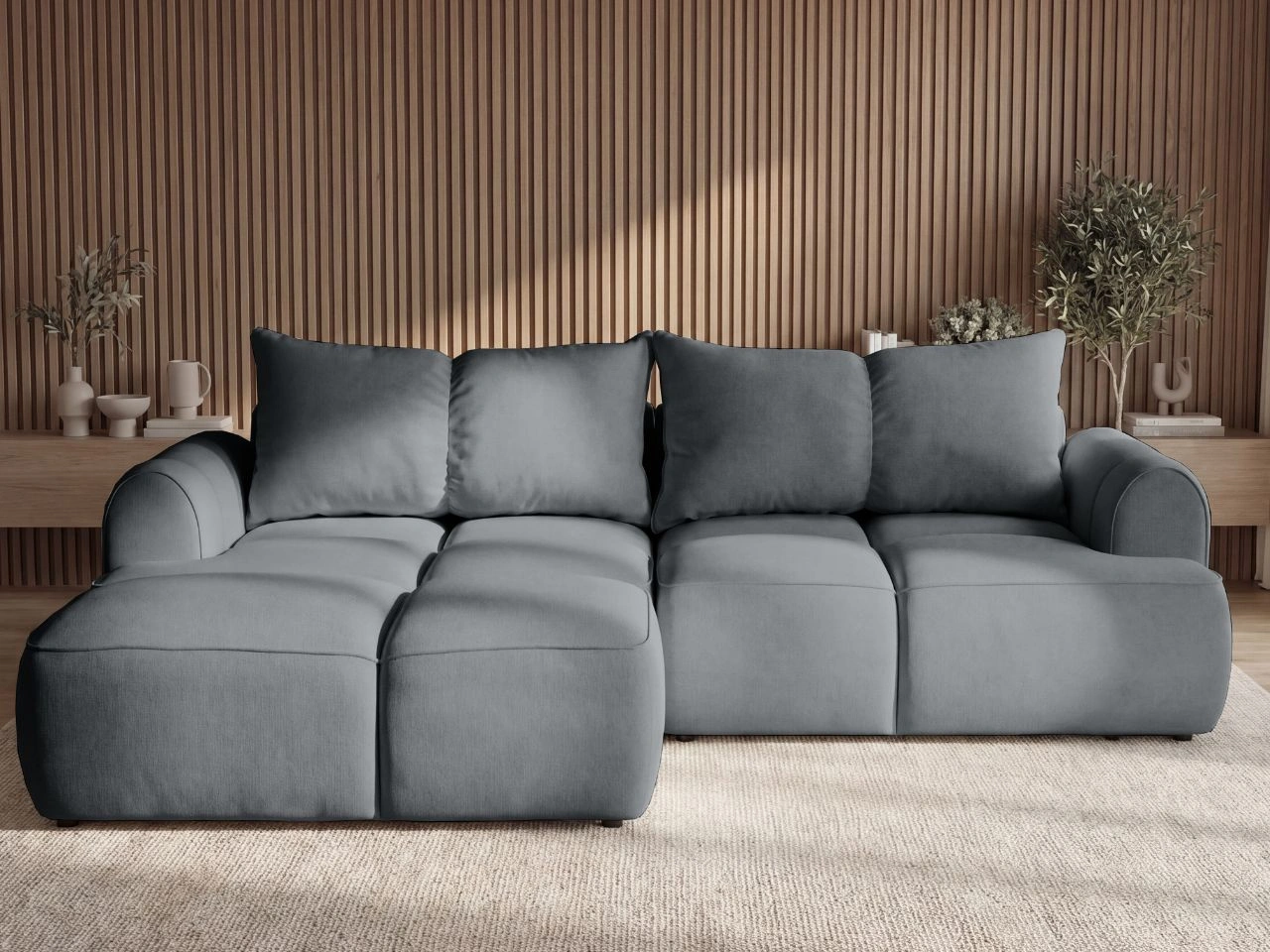 Narożnik L Lewy z funkcją spania i pojemnikiem Boono Ciemny szary