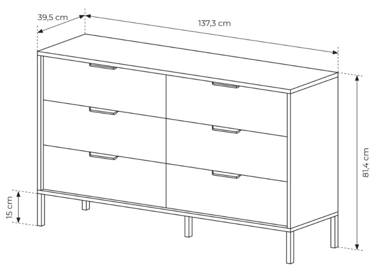 Komoda z 6 szufladami Montreal Brązowa, Czarna