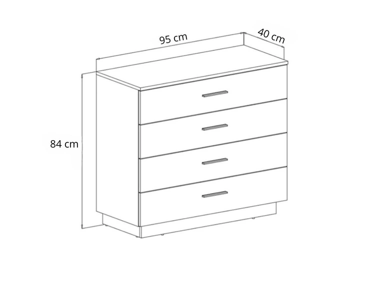 Komoda z czterema szufladami i oświetleniem LED Nuveo Biały połysk