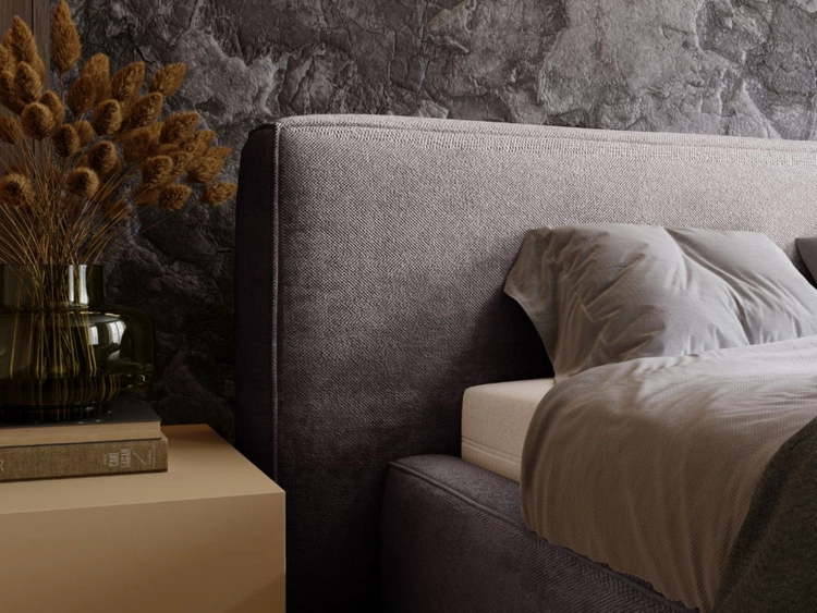 Łóżko tapicerowane z pojemnikiem i stelażem 120x200 cm Monza Ciemnoszare