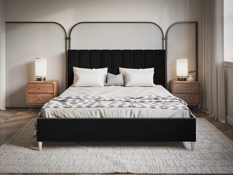Łóżko tapicerowane ze stelażem 120x200 Snazi Czarne