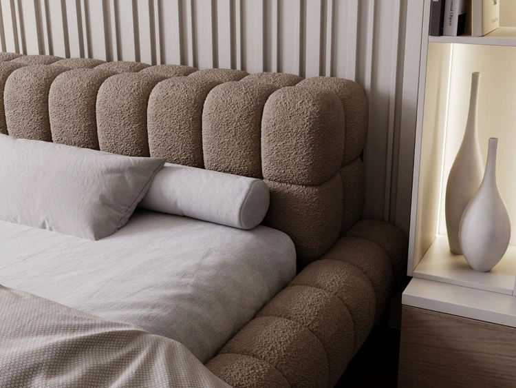 Łóżko tapicerowane ze stelażem 140x200 Imagine Brązowe