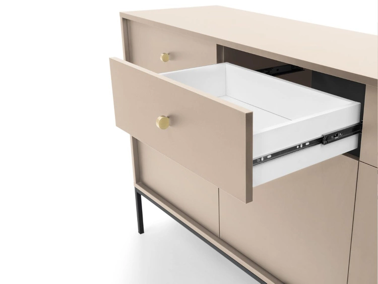 Komoda z drzwiami i szufladami na czarnych nóżkach 154 cm Amor Beż piaskowy