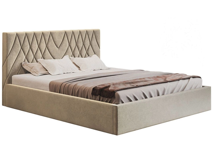 Łóżko tapicerowane z pojemnikiem i stelażem 140x200 Andri beżowy