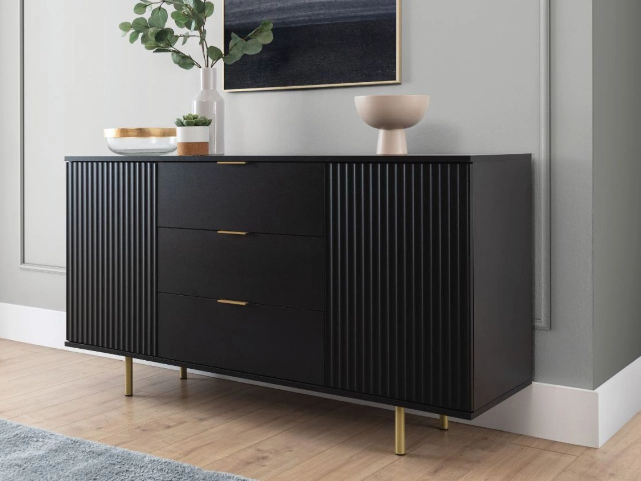Komoda z drzwiami i szufladami Ankara Czarna