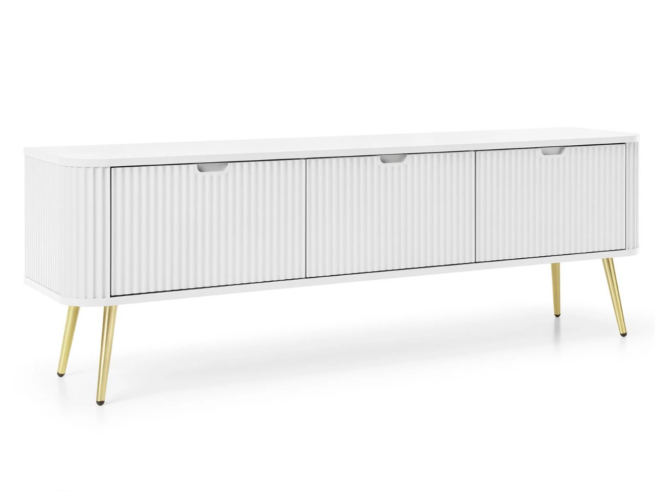 Szafka pod telewizor z drzwiczkami na złotych nogach Viva Biała