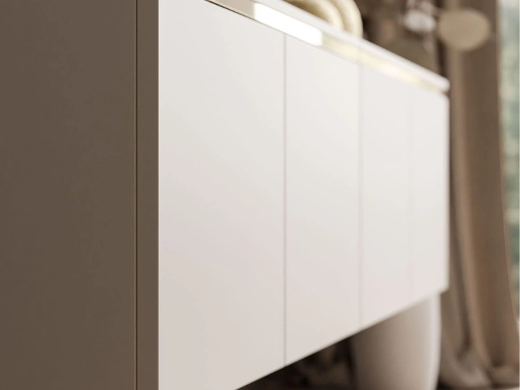 Szafka RTV wisząca w stylu glamour z oświetleniem LED Celle kaszmir mat