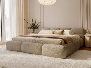 Łóżko tapicerowane z pojemnikiem i stelażem 160x200 Sweet Low Beżowe ciemne