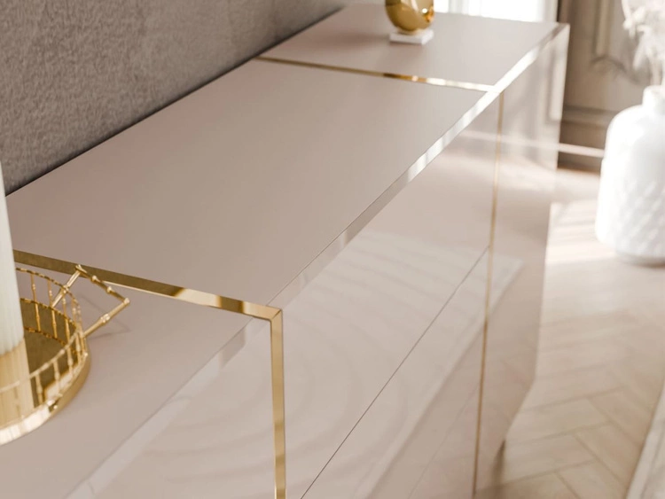 Zestaw mebli do salonu w stylu glamour na złotych nóżkach Lunelie Kaszmir