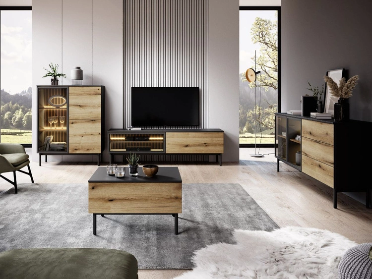 Stolik kawowy Loara Czarny, Dąb Evoke