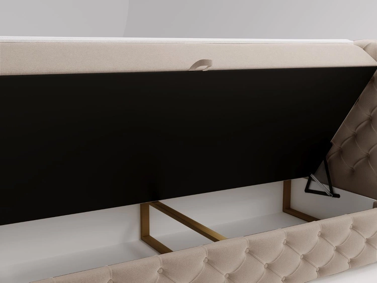 Łóżko kontynentalne z pojemnikiem na pościel 120x200 cm Canolo Beżowe