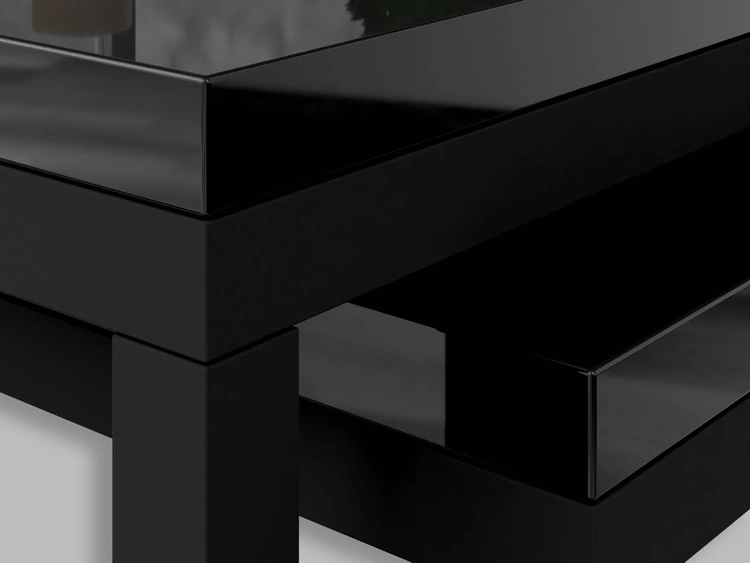 Stolik kawowy na czarnym stelażu Asumi Czarny Połysk 36x42