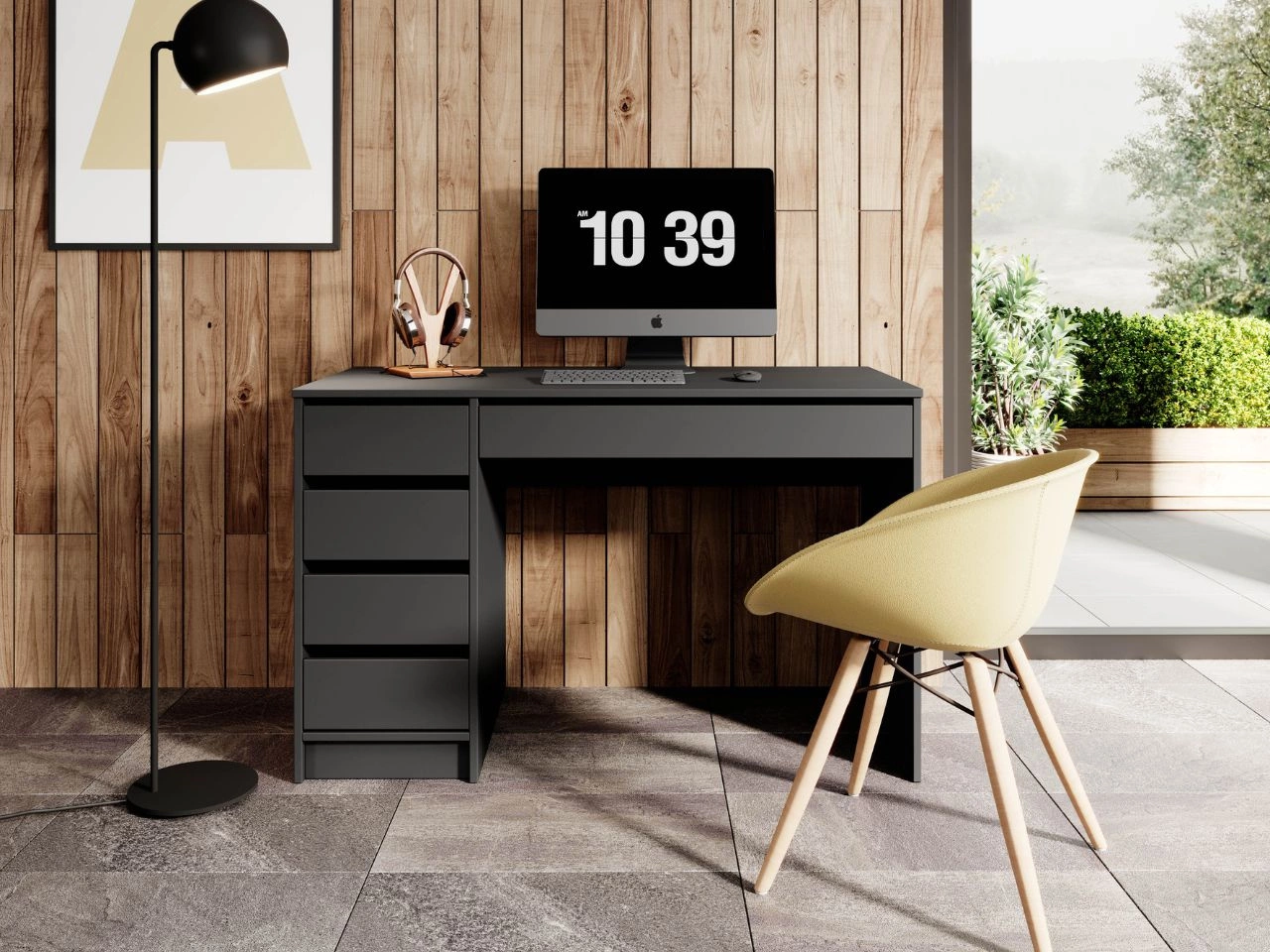 Biurko z szufladami Anes Antracyt