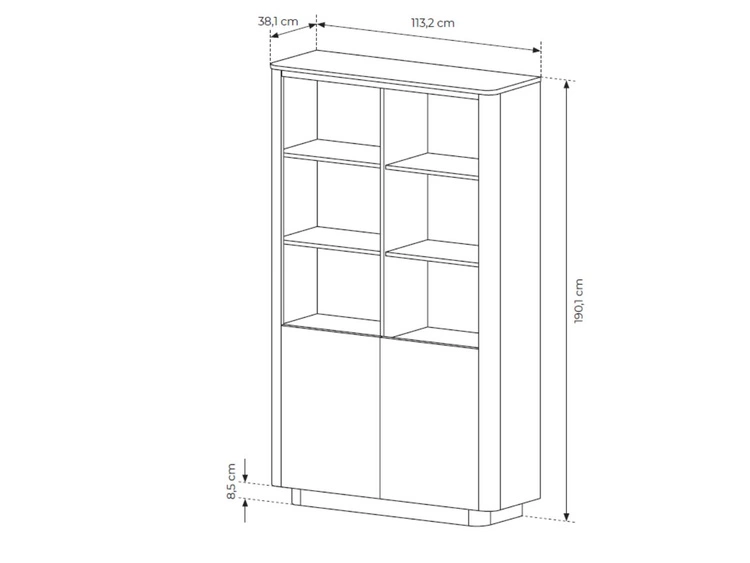 Regał z dwiema szafkami Fascino Dąb Cremona, Czarny