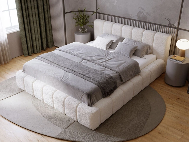 Łóżko tapicerowane z pojemnikiem i stelażem 180x200 Orio Beżowy