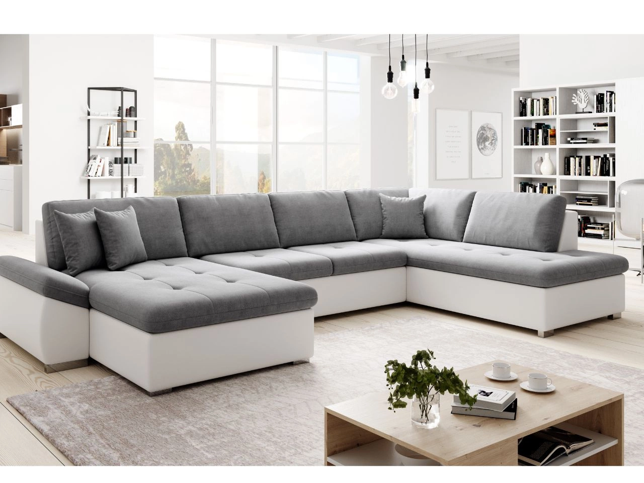 Narożnik U prawy z funkcją spania Moni U Szary