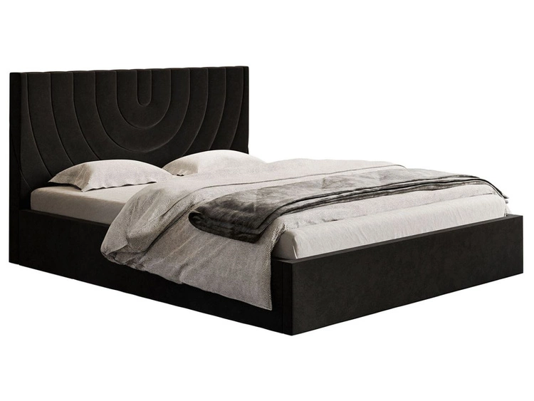 Łóżko tapicerowane z pojemnikiem i stelażem 140x200 Corti Czarny