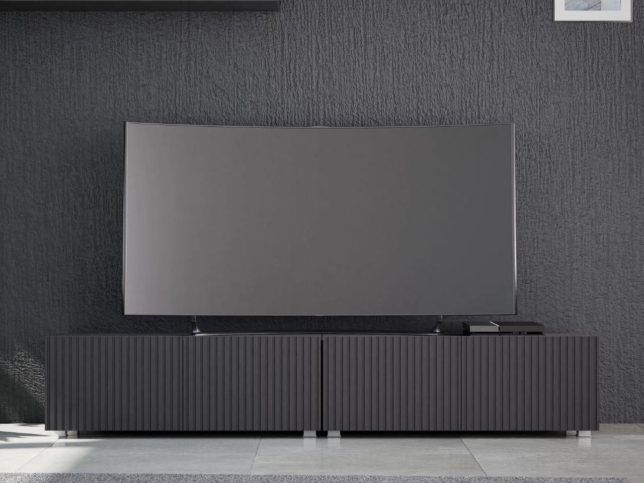 Zestaw szafek pod telewizor z drzwiczkami 200 cm Kioto Czarny