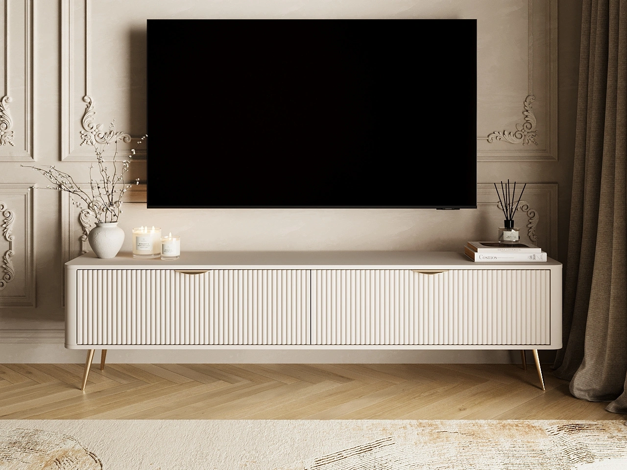 Szafka pod telewizor z drzwiczkami 200 cm Latina Beżowa