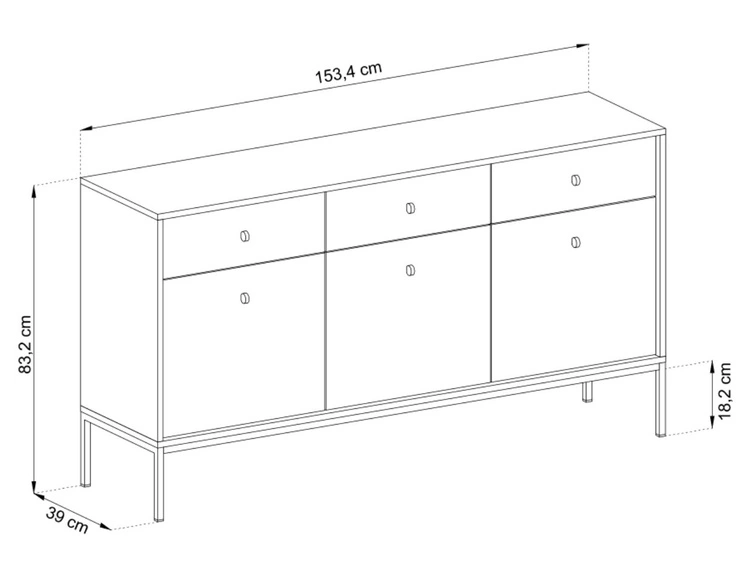 Komoda z drzwiami i szufladami na złotych nóżkach 154 cm Amor Beż piaskowy
