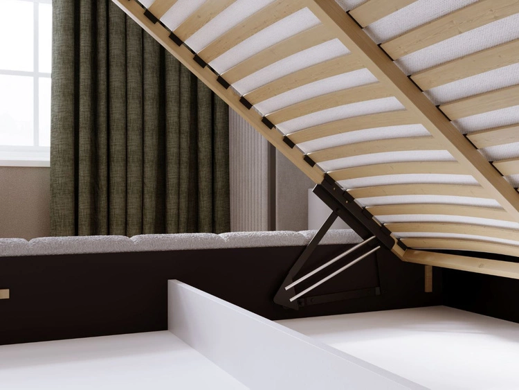 Łóżko tapicerowane z pojemnikiem i stelażem 120x200 Orio szary