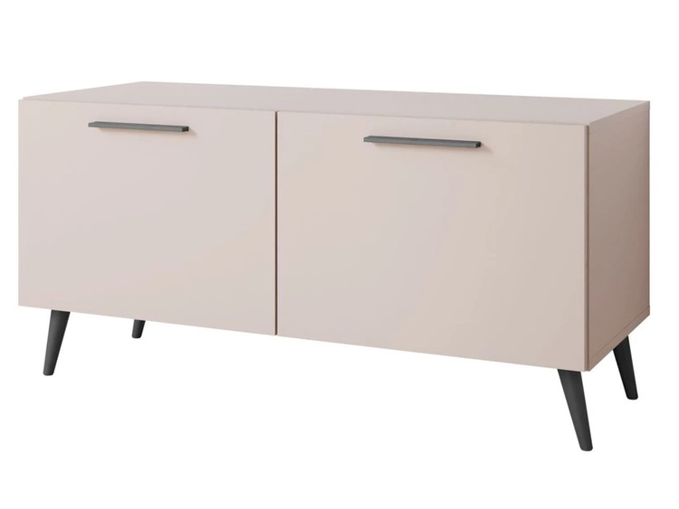 Szafka RTV pod telewizor z drzwiczkamii oświetleniem LED na czarnych nóżkach 100 cm Noaé Kaszmir