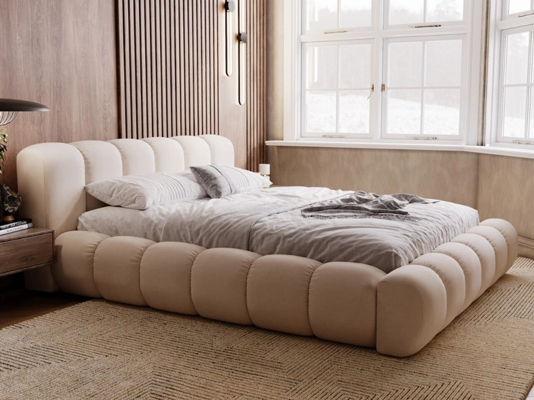 Łóżko tapicerowane z pojemnikiem na pościel 140x200 Doria Beżowe