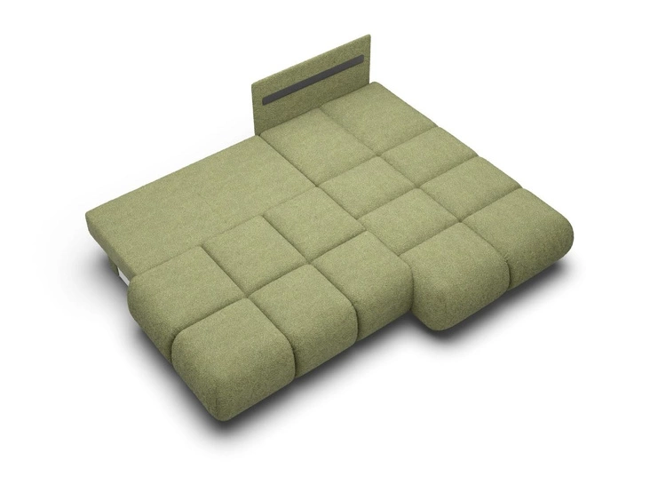 Narożnik z funkcją spania i pojemnikiem Prawy Milet Zielony