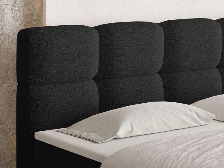 Łóżko kontynentalne z pojemnikiem na pościel 140x200 Rivon Czarne