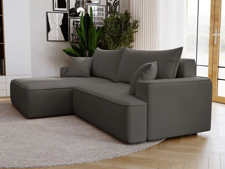 Narożnik L Lewy z funkcją spania i pojemnikiem California Ciemnoszary