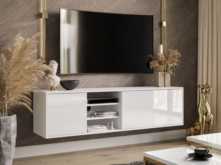 Szafka RTV wisząca pod telewizor z drzwiczkami Vivance Biały połysk