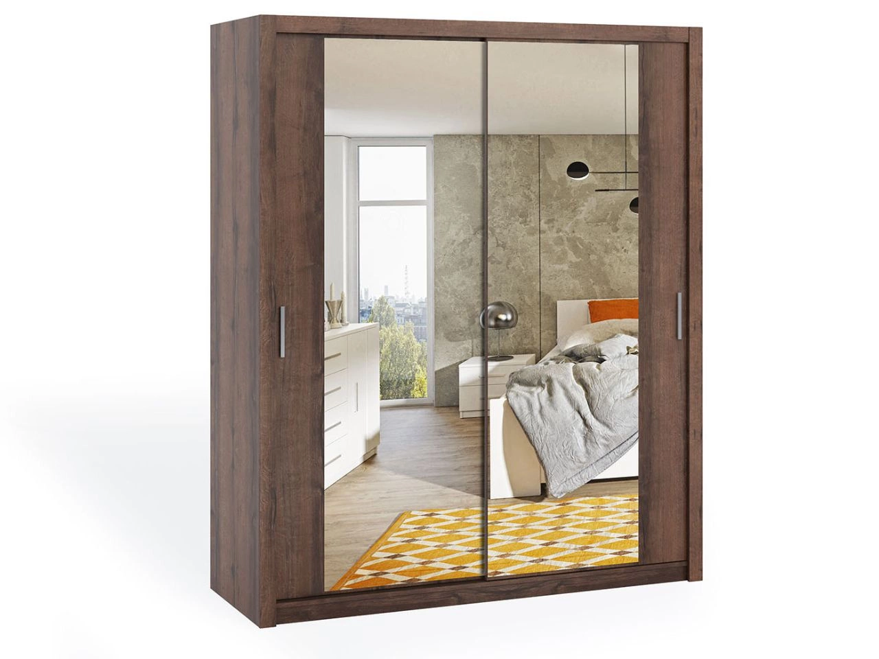 Szafa dwudrzwiowa z drzwiami przesuwnymi 180 Bino Ciemnobrązowa