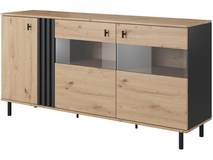 Komoda z drzwiami Malone Dąb Artisan, Antracyt