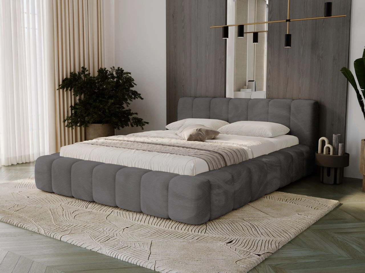 Łóżko tapicerowane z pojemnikiem na pościel 120x200 Ibiza Grafitowe