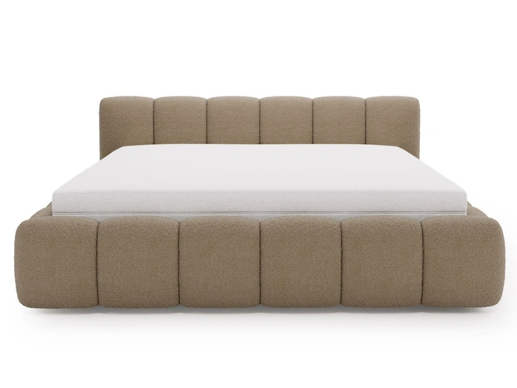 Łóżko tapicerowane z pojemnikiem i stelażem 140x200 Cloud Low brązowe