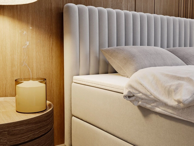 Łóżko kontynentalne z pojemnikiem na pościel 140x200 Marbella szare