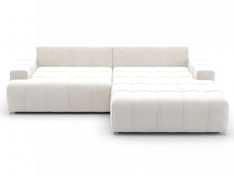 Narożnik L z funkcją spania i pojemnikiem Tulio prawy kremowy