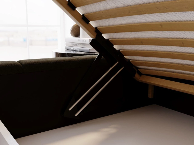 Łóżko tapicerowane z pojemnikiem i stelażem 120x200 Mellow Ciemny szary