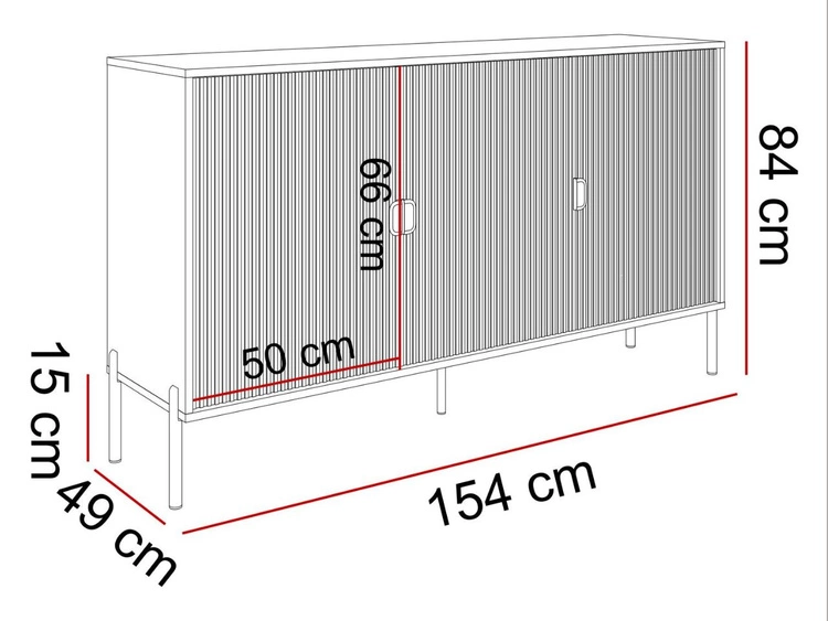 Komoda trzydrzwiowa szeroka, ze złotymi uchwytami i nogami Orlean kaszmir mat