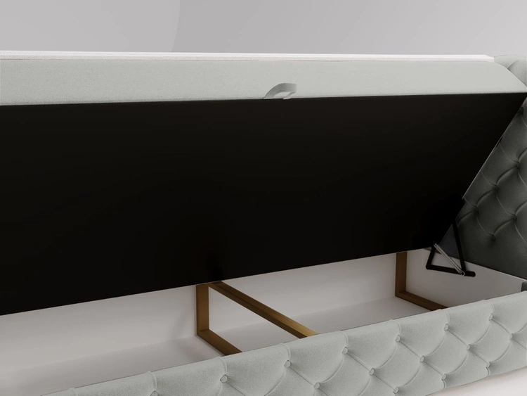 Łóżko kontynentalne z pojemnikiem na pościel 160x200 cm Canolo Jasnoszare