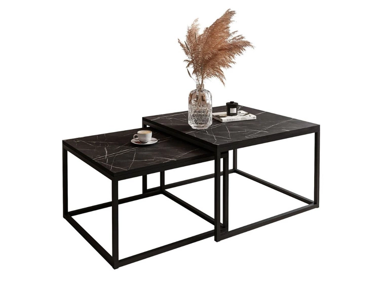 Stolik kawowy na czarnym metalowym stelażu Asumi Czarny 36x42