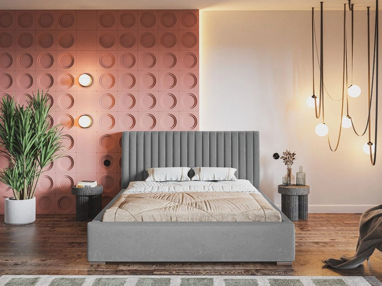 Łóżko tapicerowane z pojemnikiem i stelażem 120x200 Toscania Szare