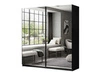 Szafa dwudrzwiowa z drzwiami przesuwnymi i lustrami 194 cm Nuveo Czarny połysk