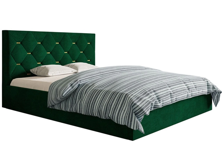 Łóżko tapicerowane z pojemnikiem i stelażem 180x200 Salento zielone