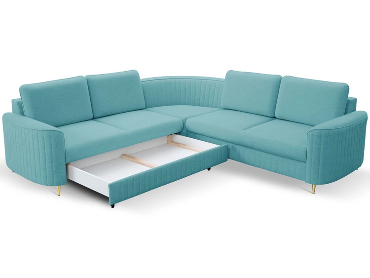 Narożnik L Prawy z funkcją spania i pojemnikiem Limon Niebieski