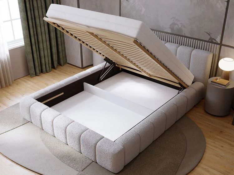 Łóżko tapicerowane z pojemnikiem i stelażem 120x200 Orio szary