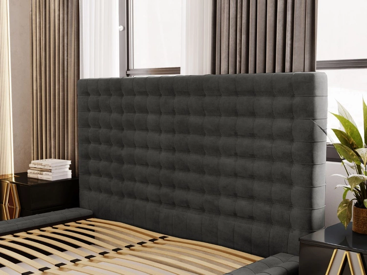 Łóżko tapicerowane z pojemnikiem i stelażem 120x200 Barbados Ciemnoszare