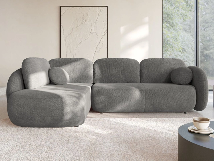 Narożnik z funkcją spania i pojemnikiem Lewy Carino Szary